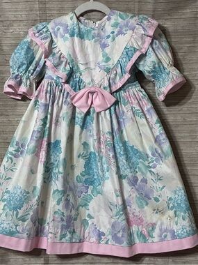 Pastel Floral Pink-Trim Girls' Dress 6x